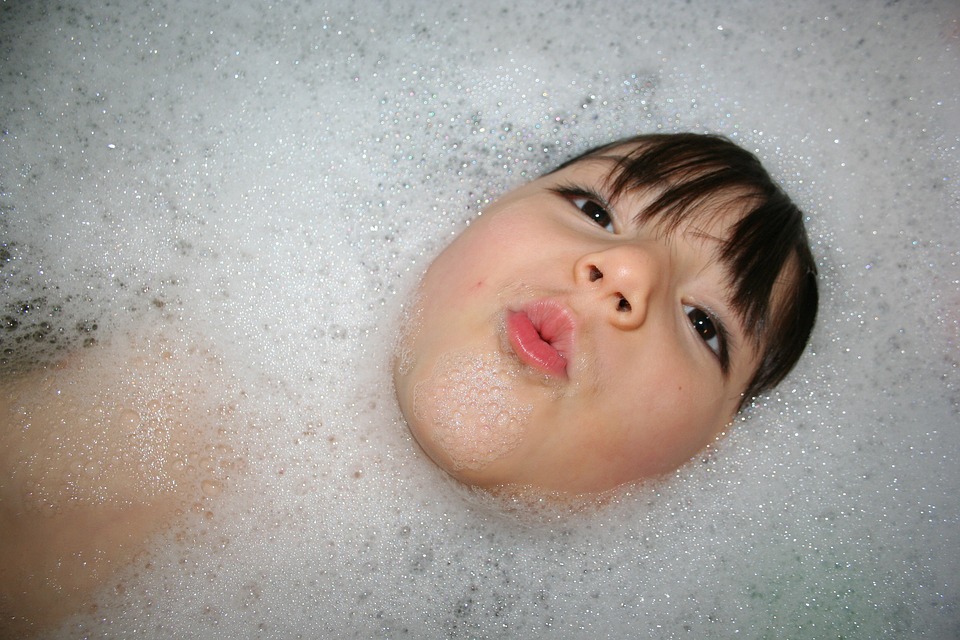 Bathing in the tub