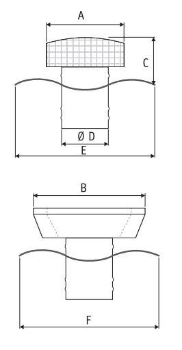 Dimensions of ventilation accessory UDF roof mounted 